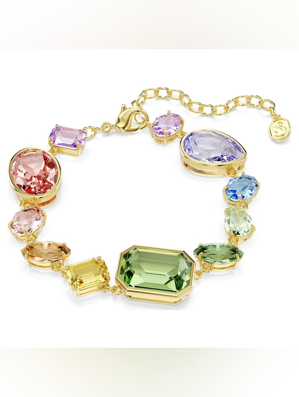 Swarovski Gema Mixed Cuts Multicolored 18K Gold Finish Bracelet